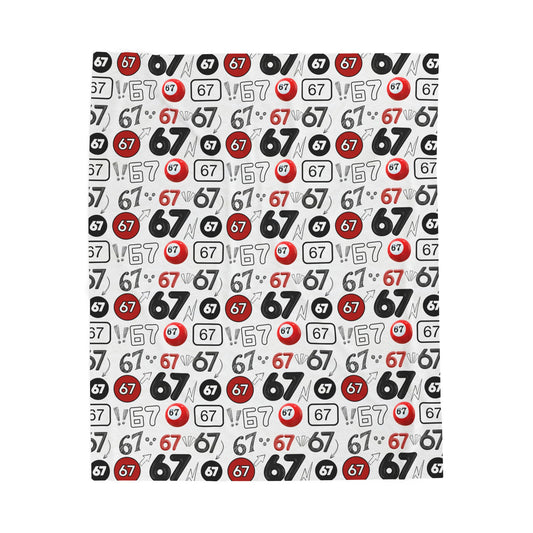 67 Number Pattern Velveteen Plush Blanket | Retro Racing Pool Ball Design