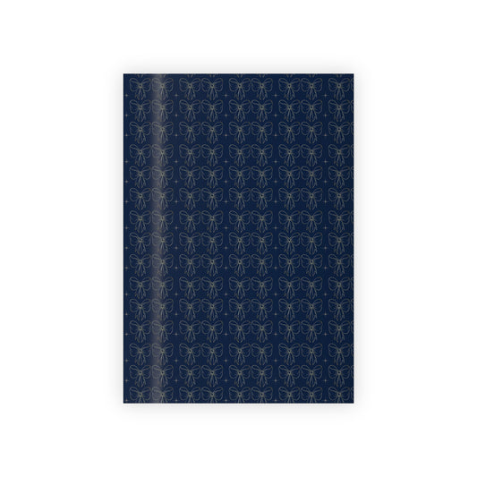 Navy & Gold Bow Wrapping Paper Roll | Elegant Holiday Gift Wrap | Classic Christmas Packaging
