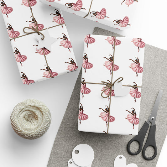 Pink Ballerina Wrapping Paper Roll | Ballet Christmas Gift Wrap | Feminine Holiday Packaging