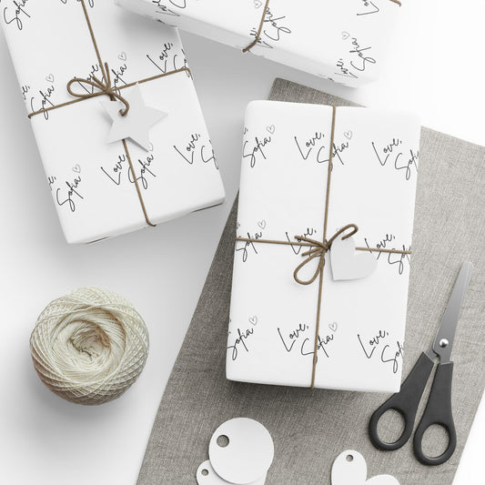 Personalized Minimal Script Wrapping Paper Roll | “To:” or “Love,” Custom Gift Wrap | Elegant Modern Packaging